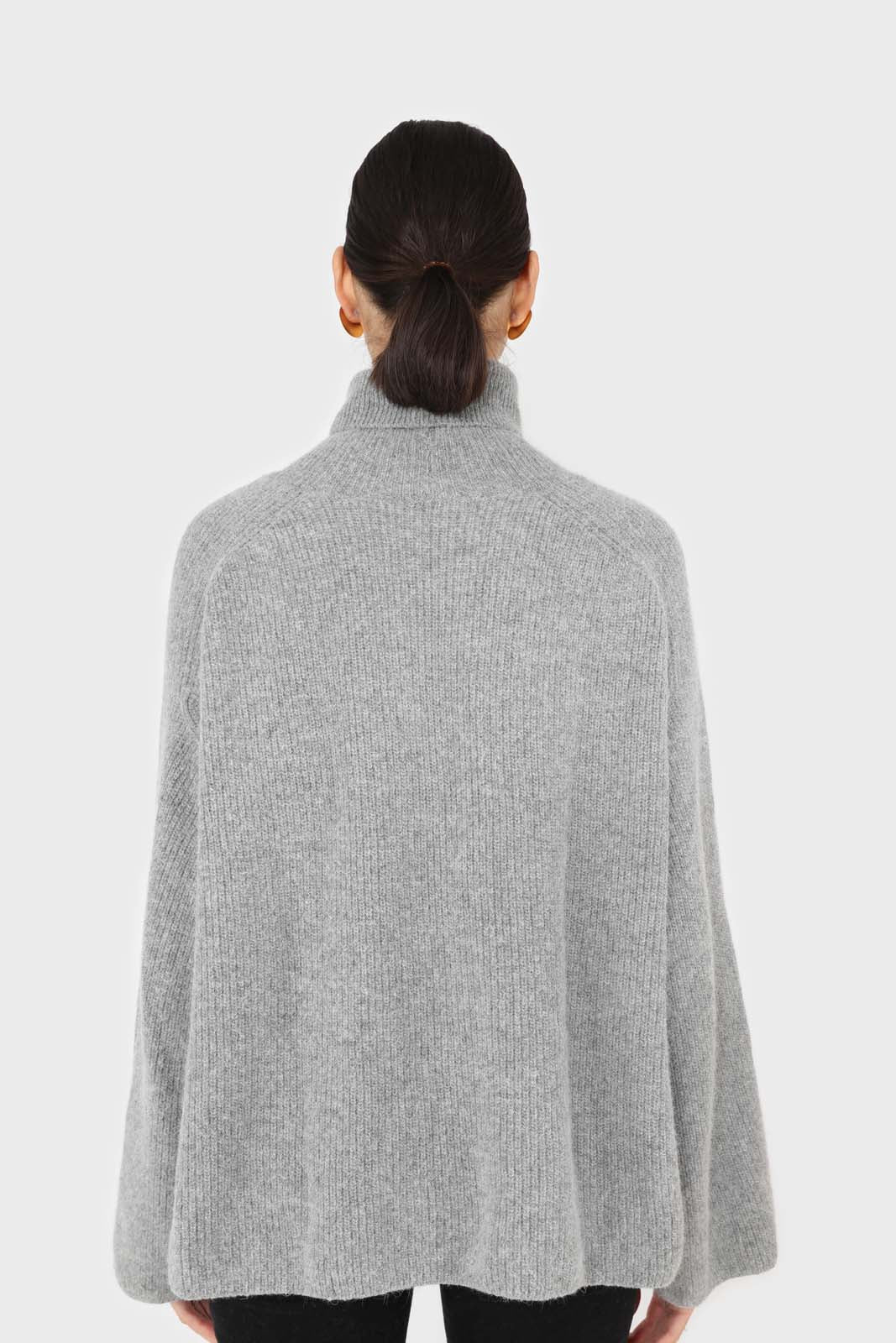 Charcoal ribbed angora wide fit turtleneck jumper