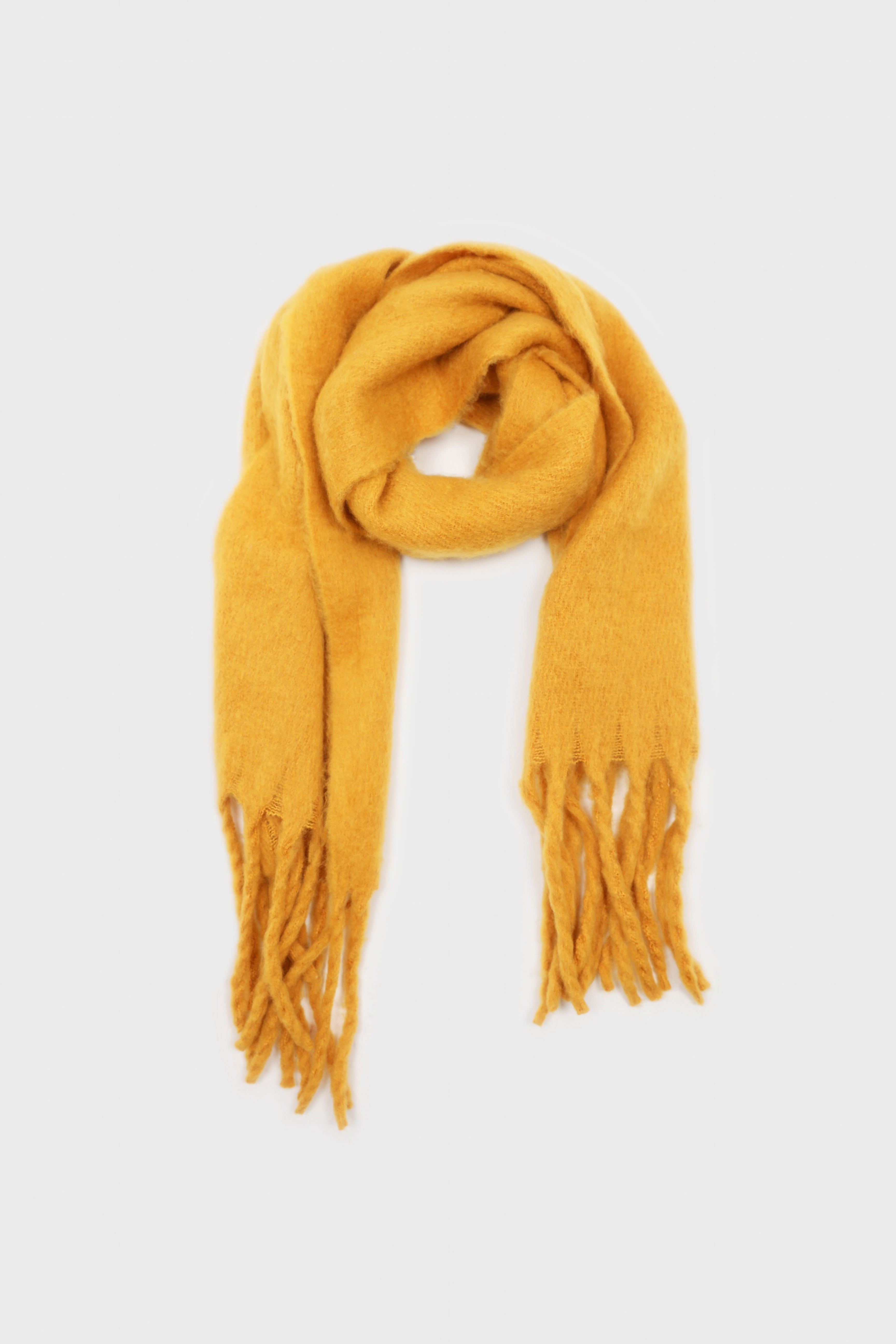 Mustard fuzzy thick scarf - 826
