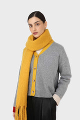 Mustard fuzzy thick scarf - 826