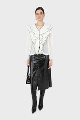 Ivory feather ruffle blouse