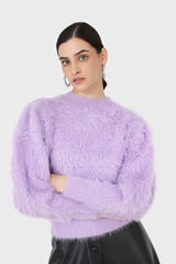 Violet ultra fuzzy puff sleeved jumper