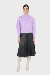 Violet ultra fuzzy puff sleeved jumper