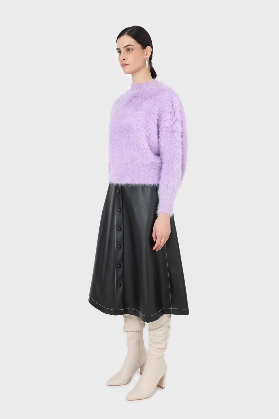 Violet ultra fuzzy puff sleeved jumper