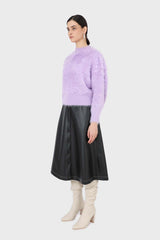 Violet ultra fuzzy puff sleeved jumper