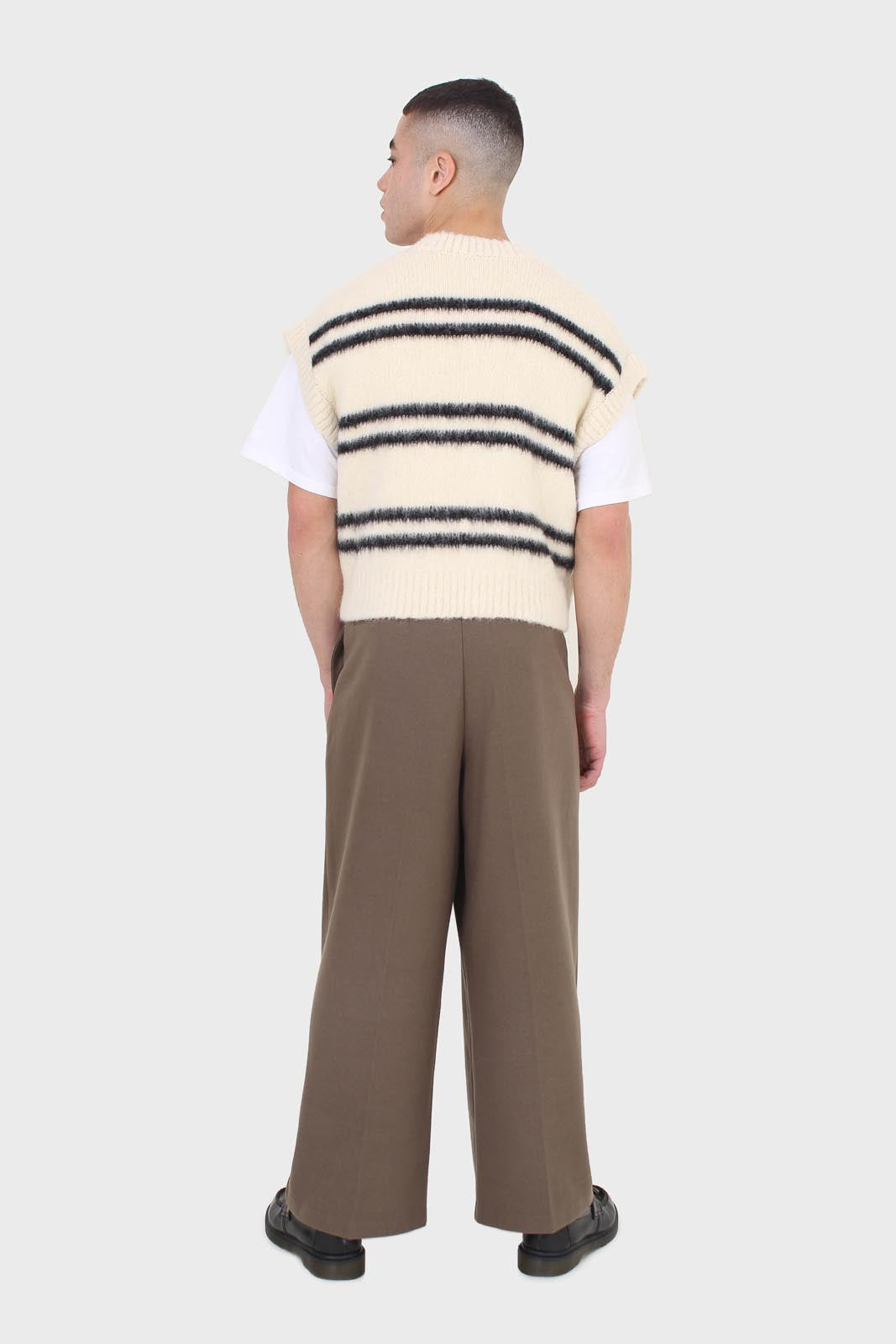 Brown tucked wrap belted loose fit trousers