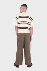 Brown tucked wrap belted loose fit trousers