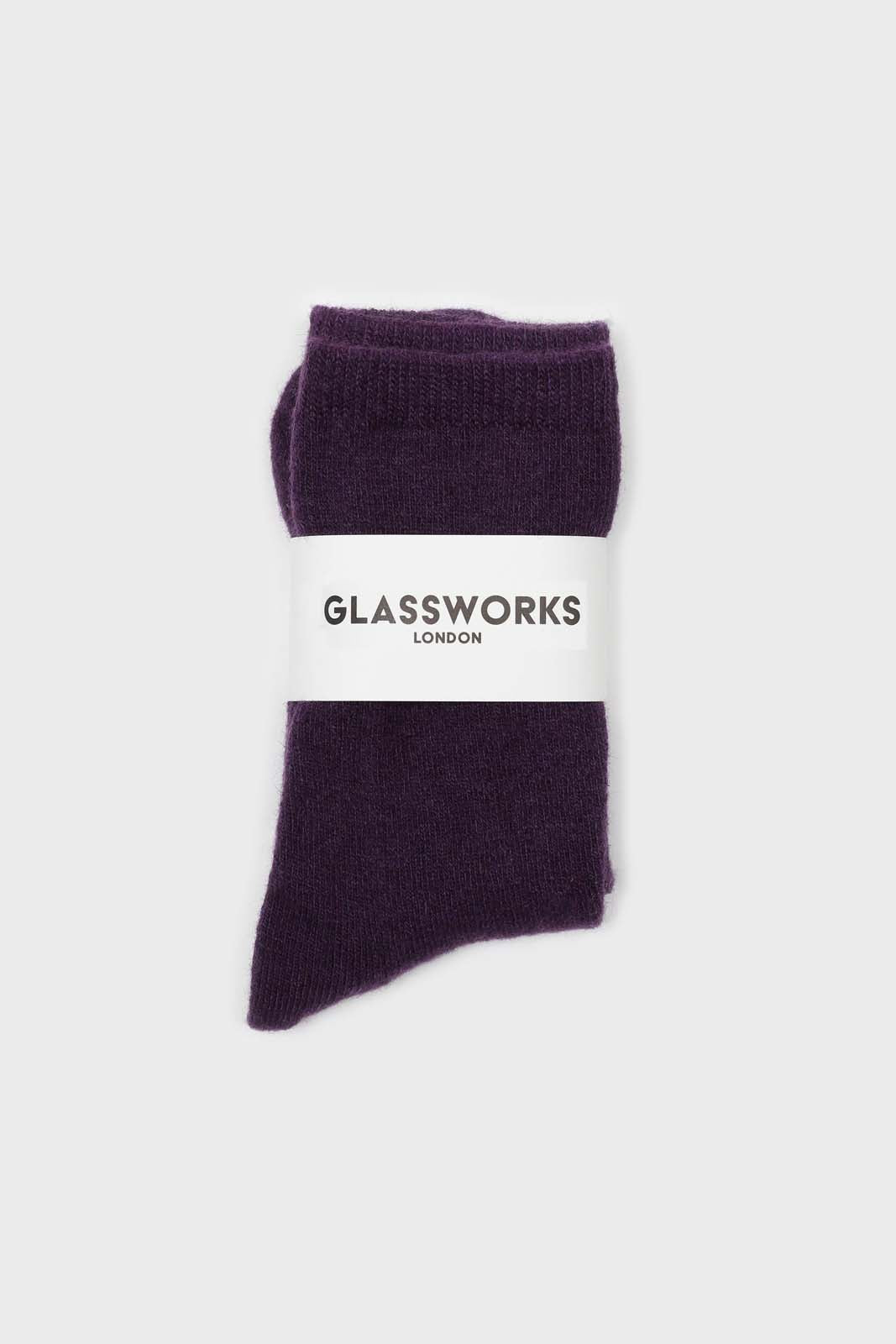 Violet smooth wool long socks