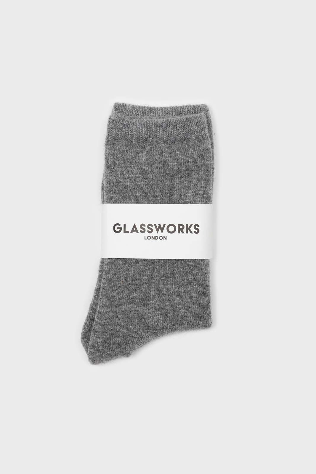 Dark grey smooth wool long socks