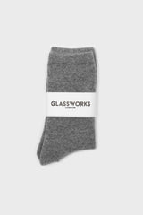 Dark grey smooth wool long socks