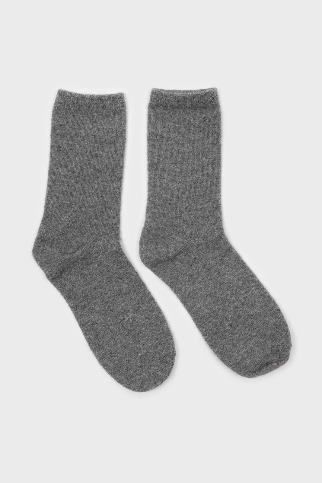 Dark grey smooth wool long socks