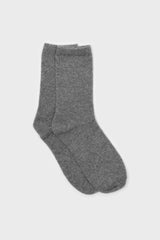Dark grey smooth wool long socks