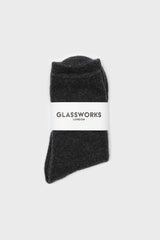 Charcoal smooth wool long socks