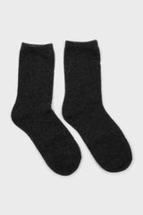 Charcoal smooth wool long socks