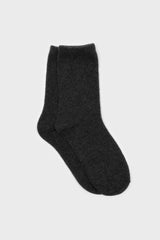 Charcoal smooth wool long socks