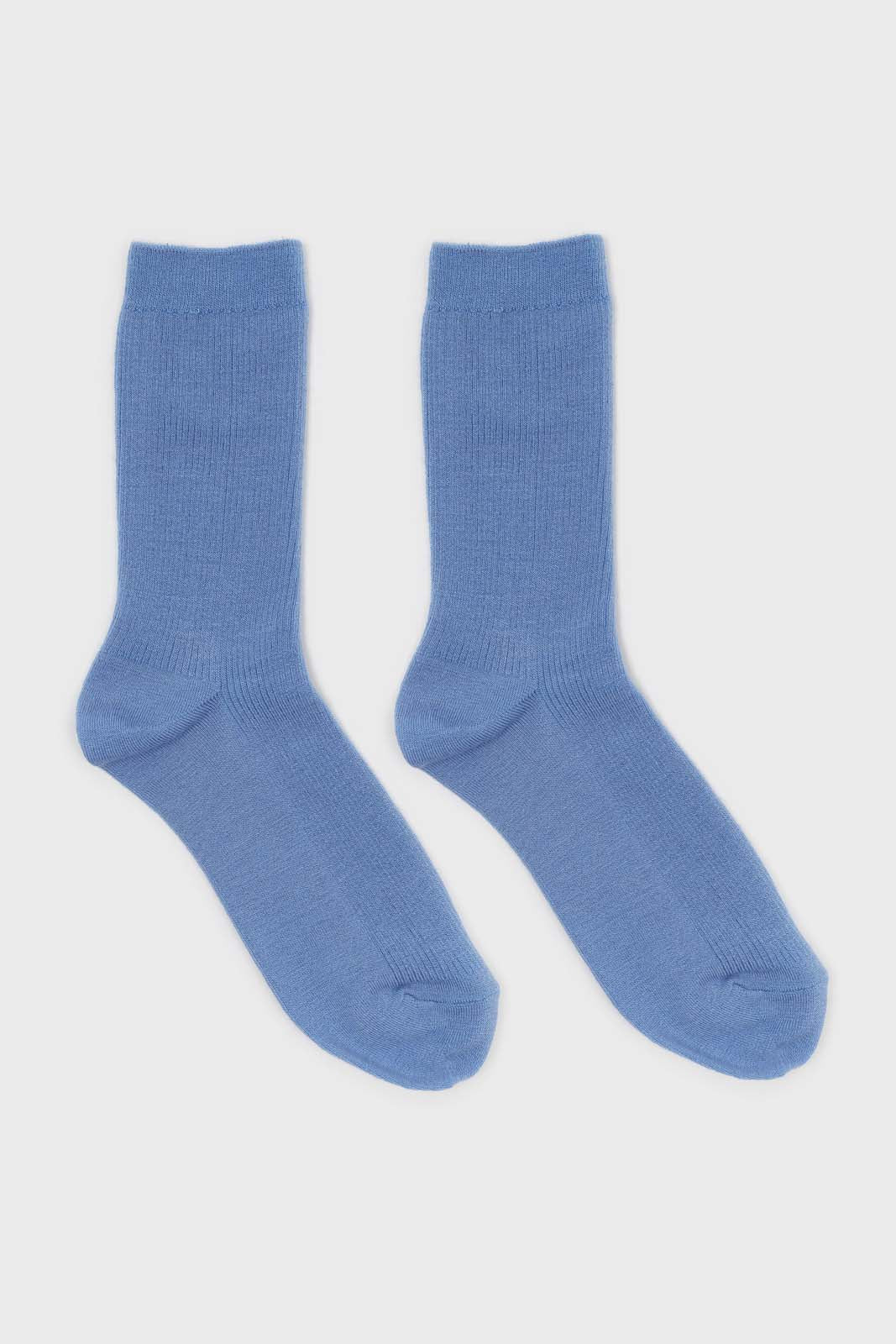 Bright blue merino wool socks