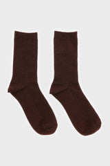 Deep brown merino wool socks