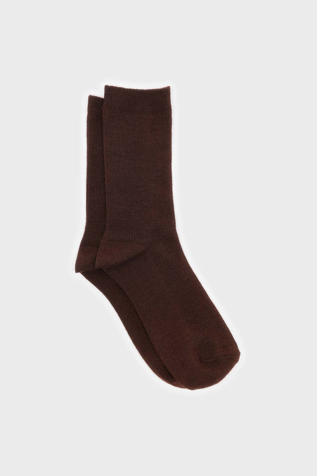 Deep brown merino wool socks