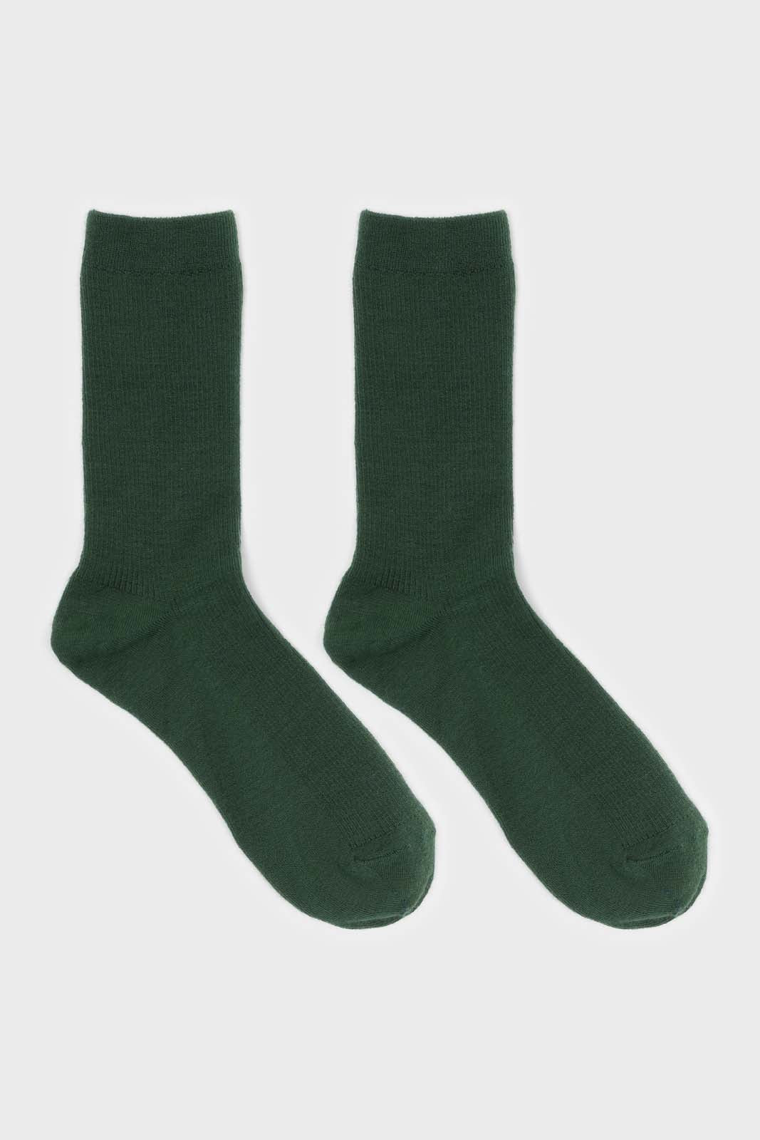 Deep green merino wool socks