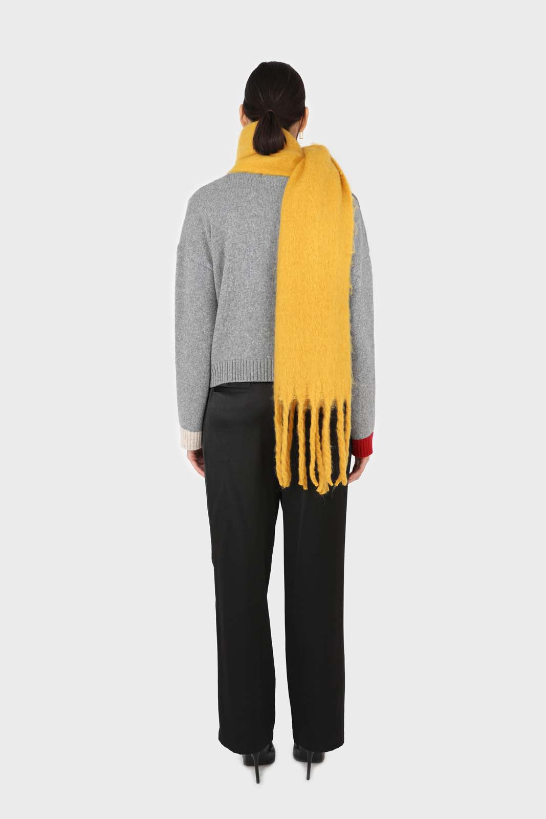 Grey and yellow contrast trim cardigan