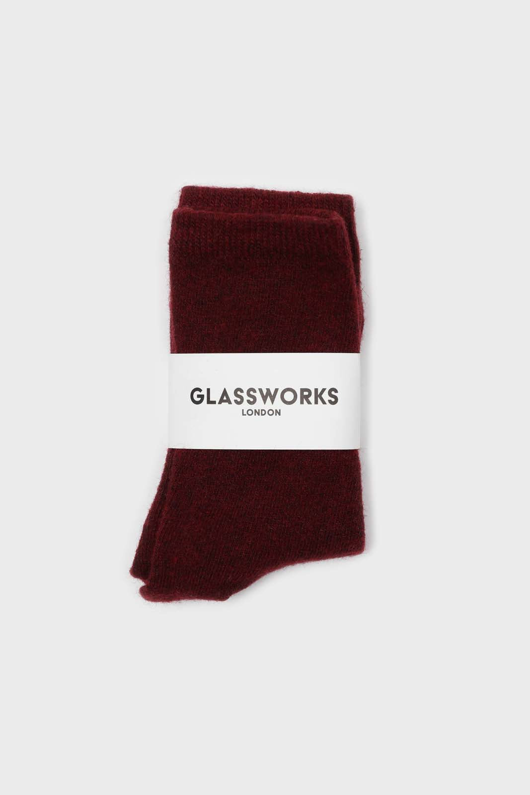 Burgundy smooth wool long socks