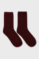 Burgundy smooth wool long socks