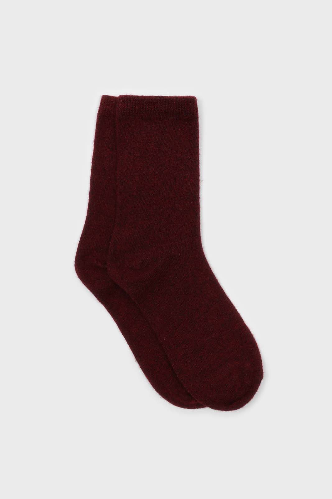 Burgundy smooth wool long socks