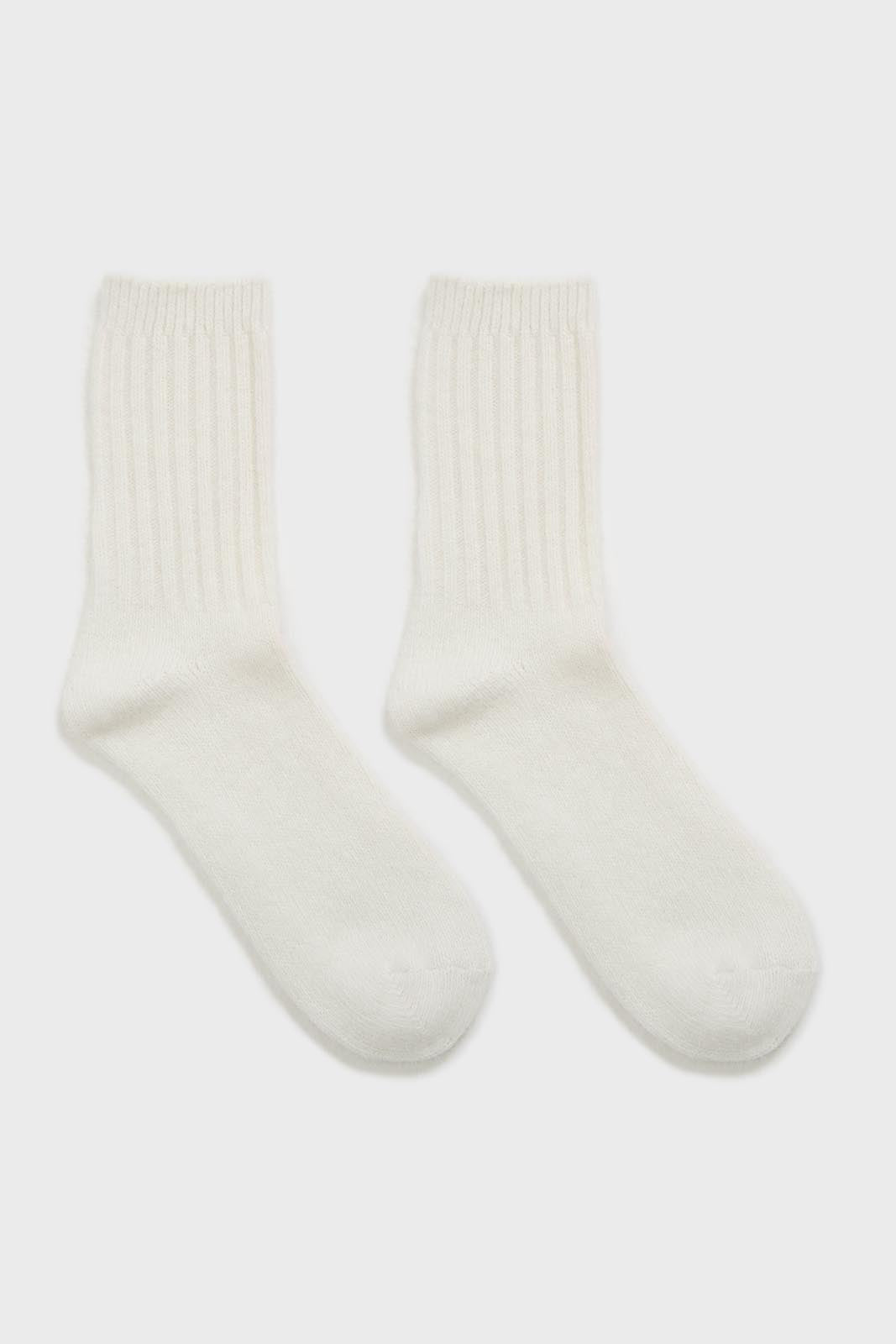 Ivory angora ribbed socks