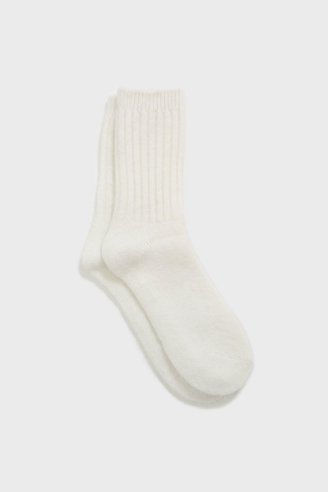 Ivory angora ribbed socks