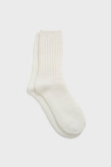 Ivory angora ribbed socks
