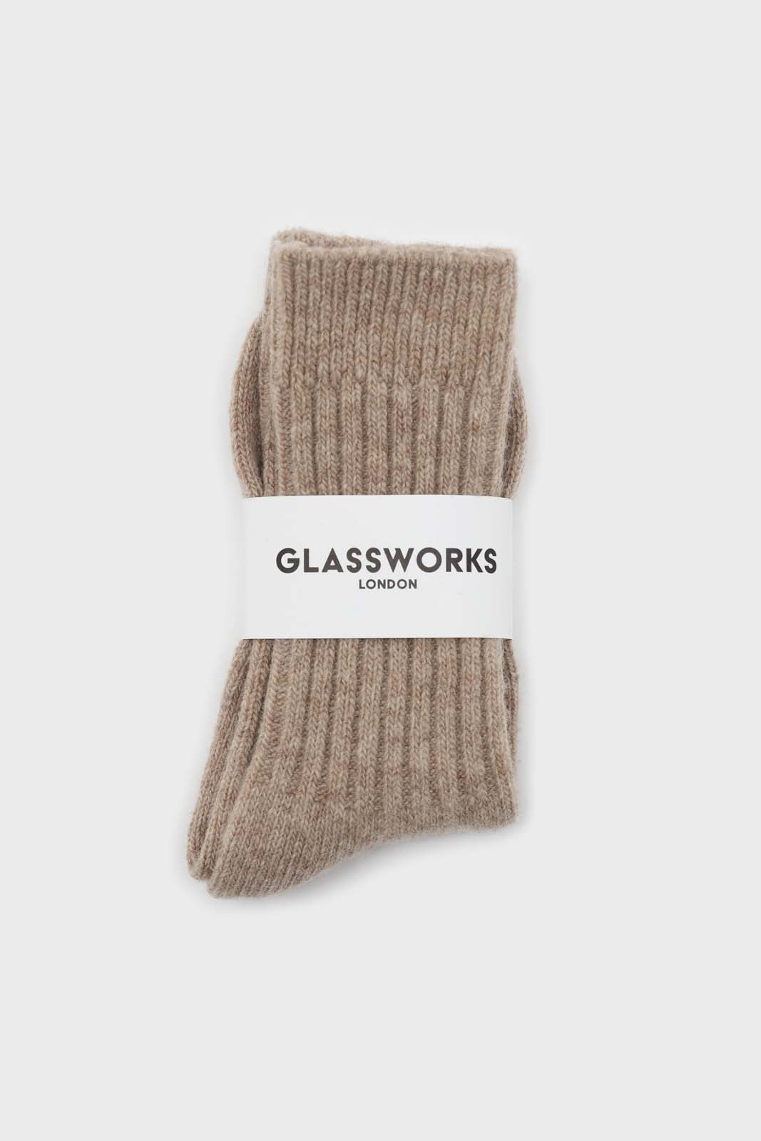 Beige cashmere wool blend socks