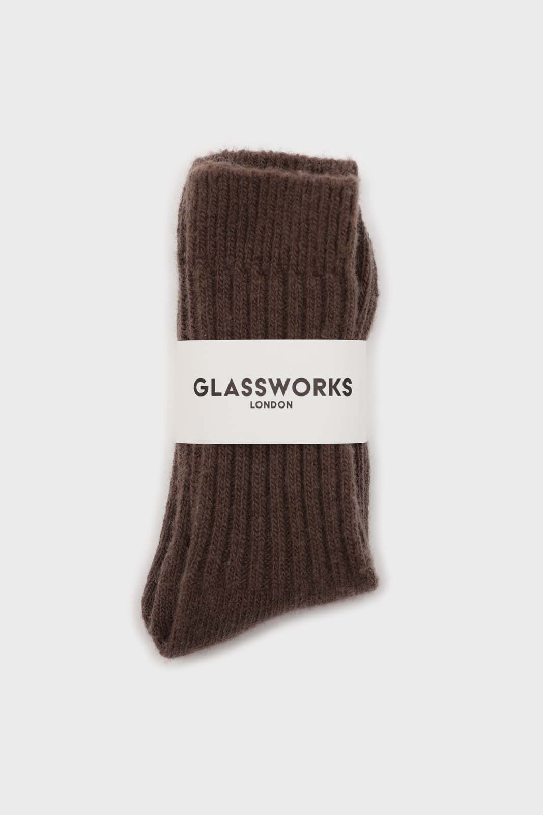 Brown cashmere wool blend socks