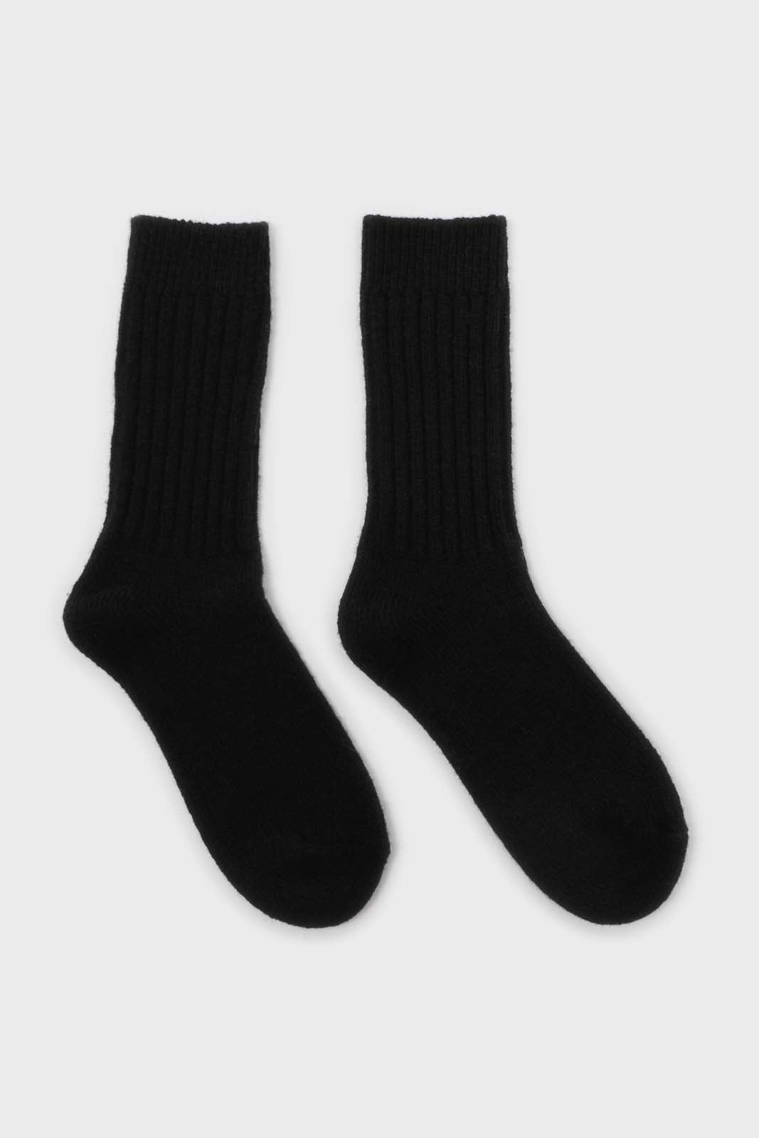 Black cashmere wool blend socks