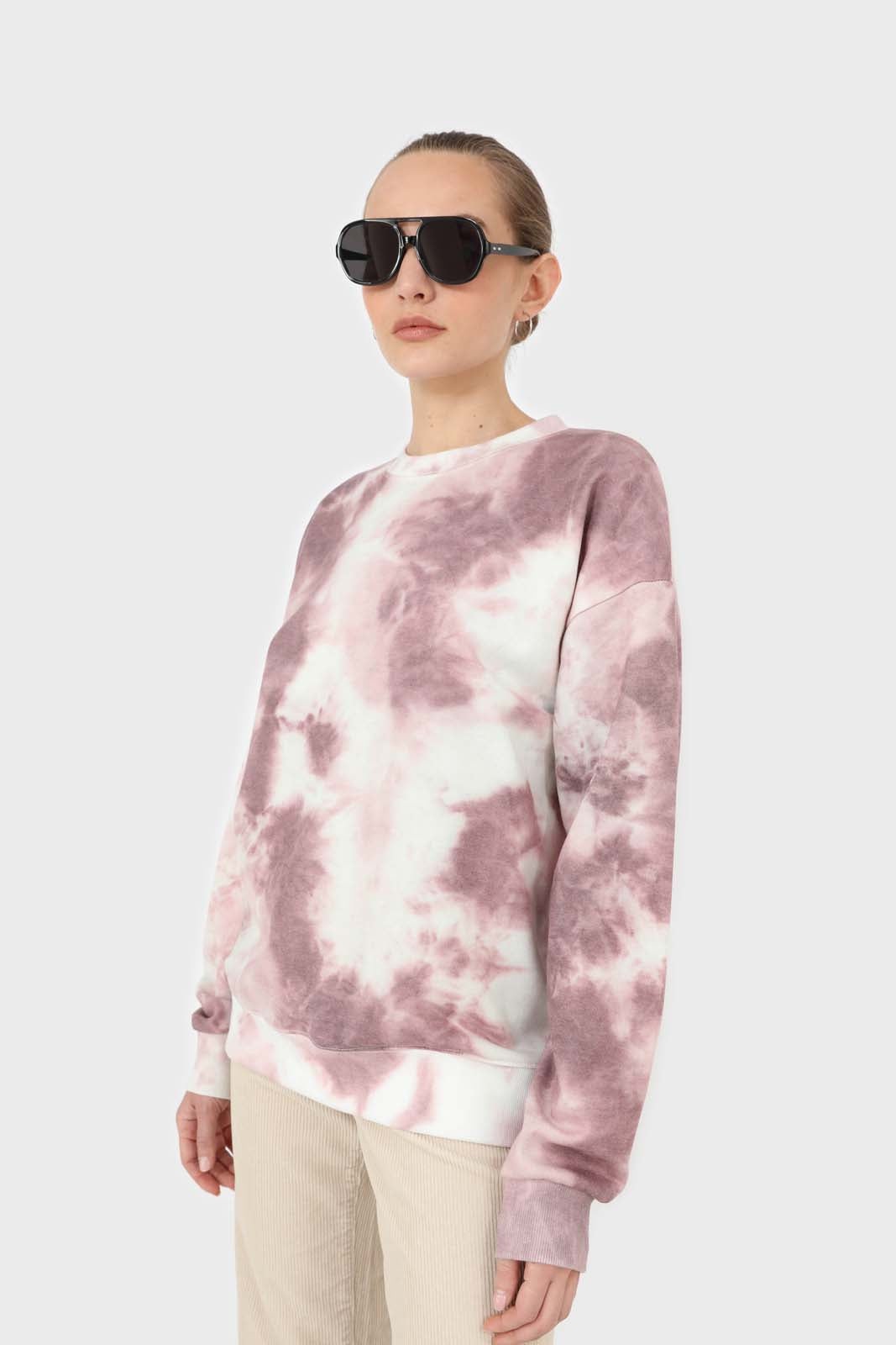 Pink tie dye loose fit sweatshirt