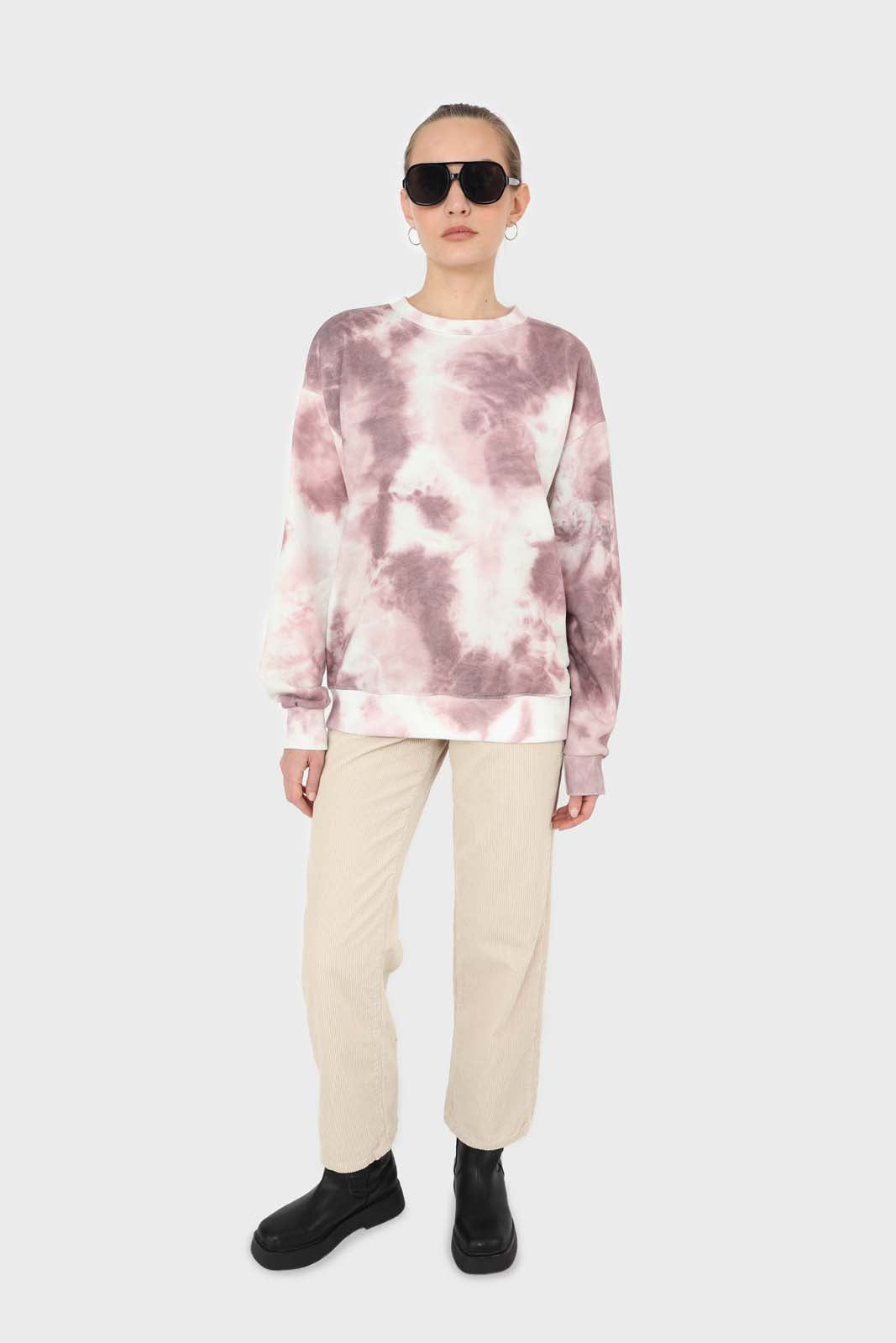 Pink tie dye loose fit sweatshirt