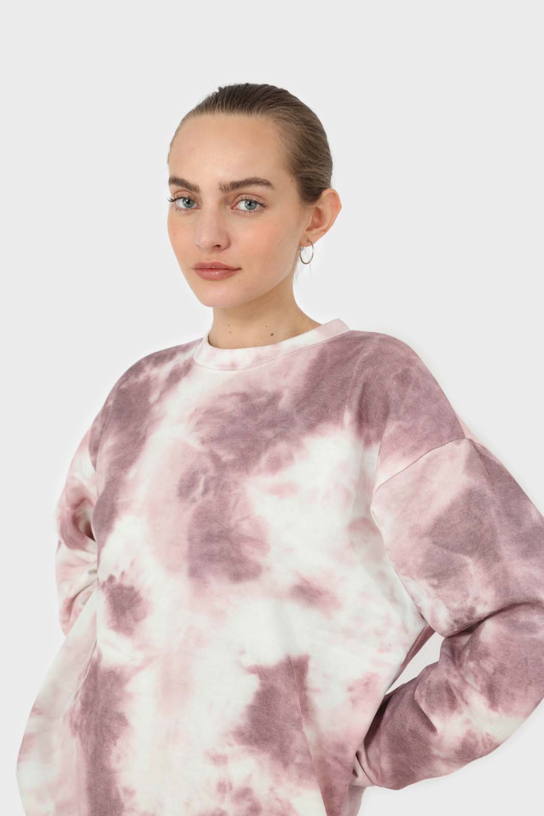 Pink tie dye loose fit sweatshirt