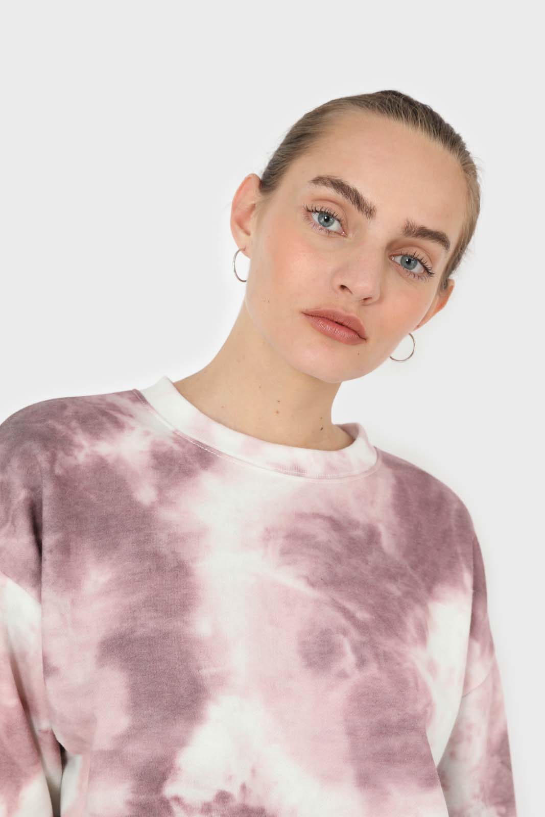 Pink tie dye loose fit sweatshirt