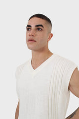 Ivory hi-low hem knit vest
