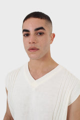 Ivory hi-low hem knit vest