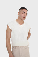 Ivory hi-low hem knit vest