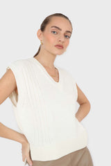 Ivory hi-low hem knit vest