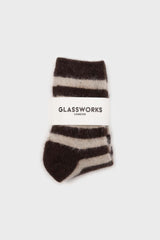 Brown and beige striped angora socks