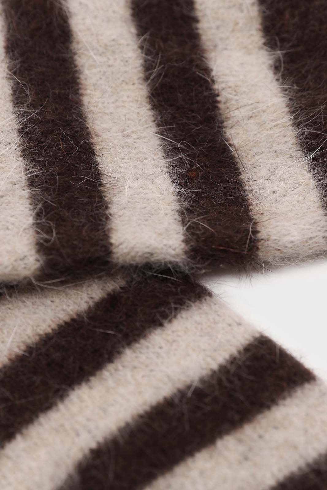 Brown and beige striped angora socks
