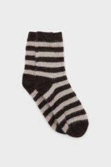 Brown and beige striped angora socks