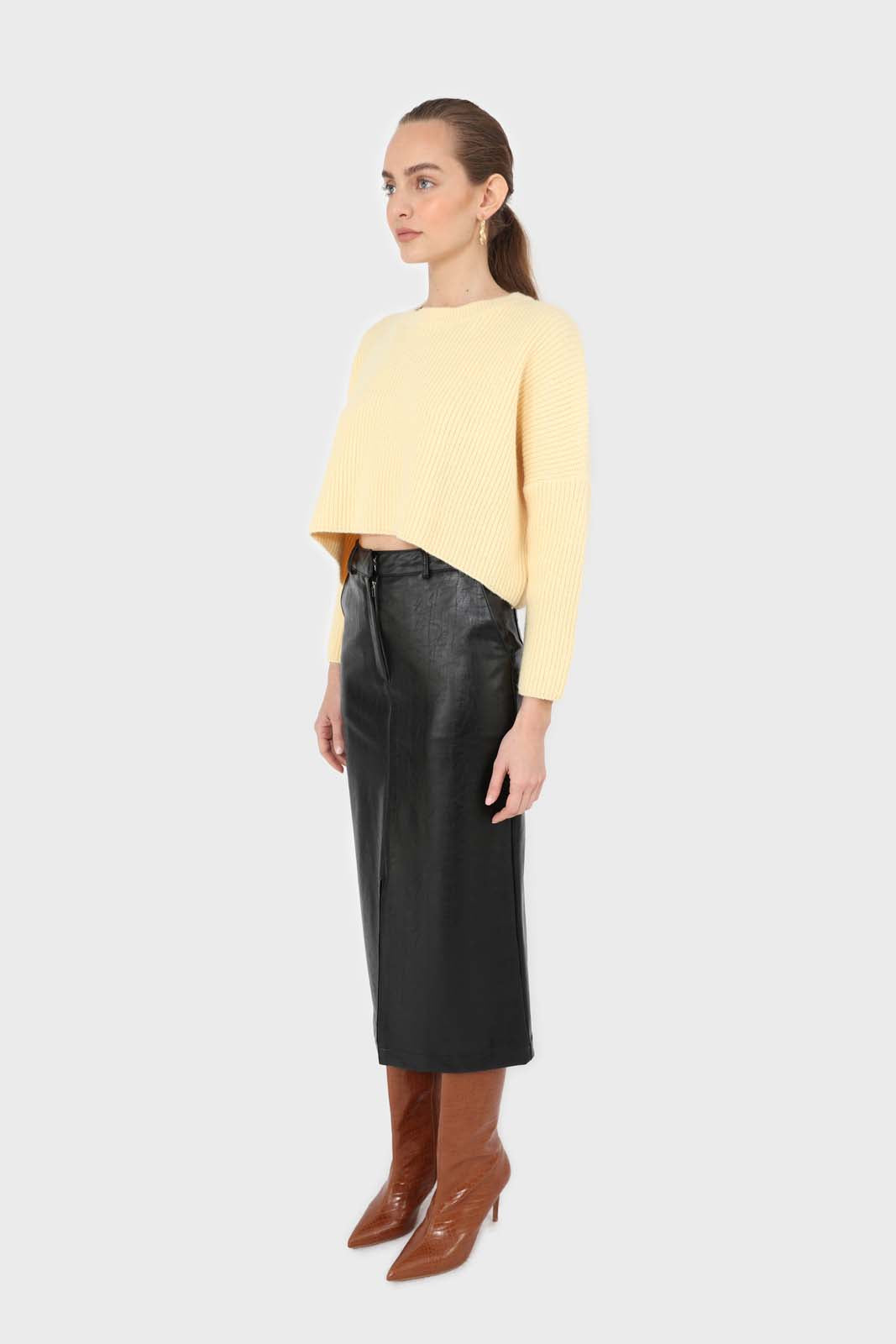 Pale yellow cross back crop front jumper