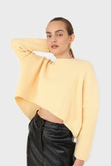 Pale yellow cross back crop front jumper