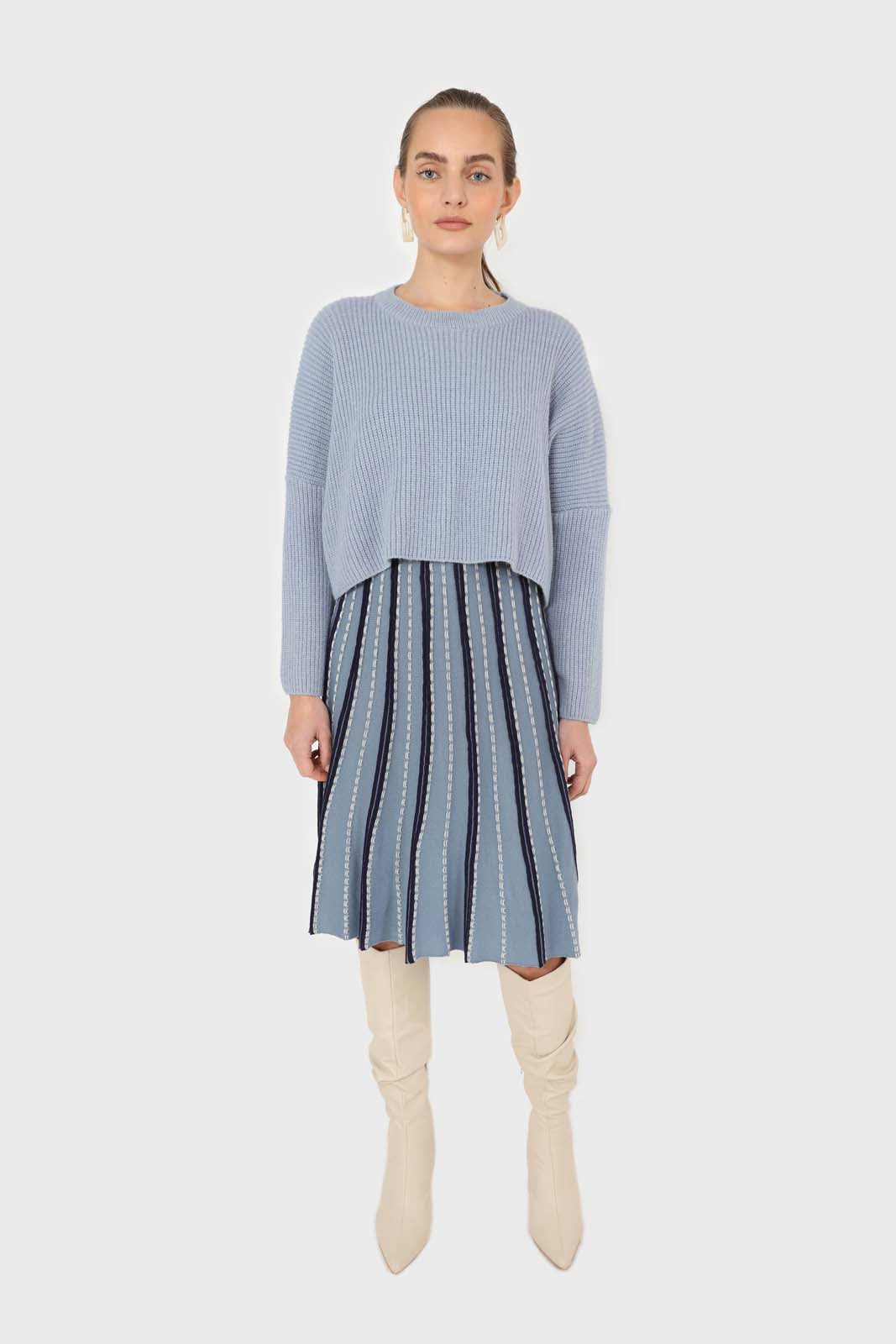 Light blue cross back crop front jumper