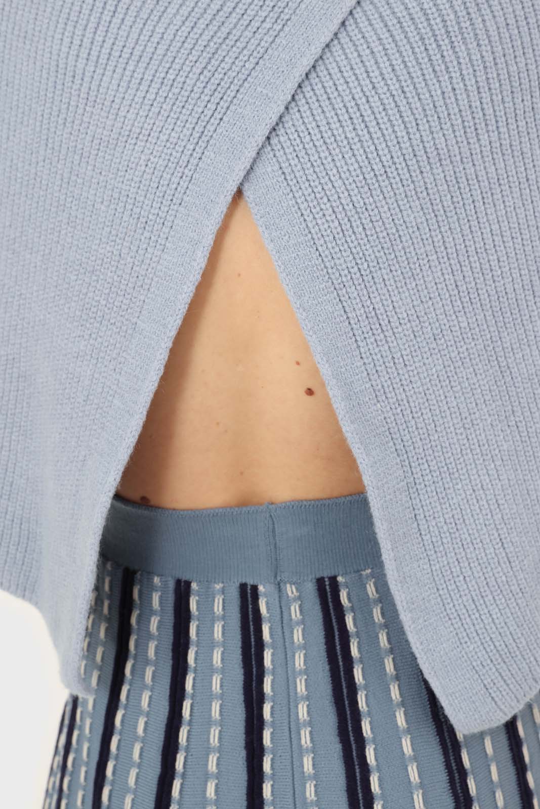 Light blue cross back crop front jumper