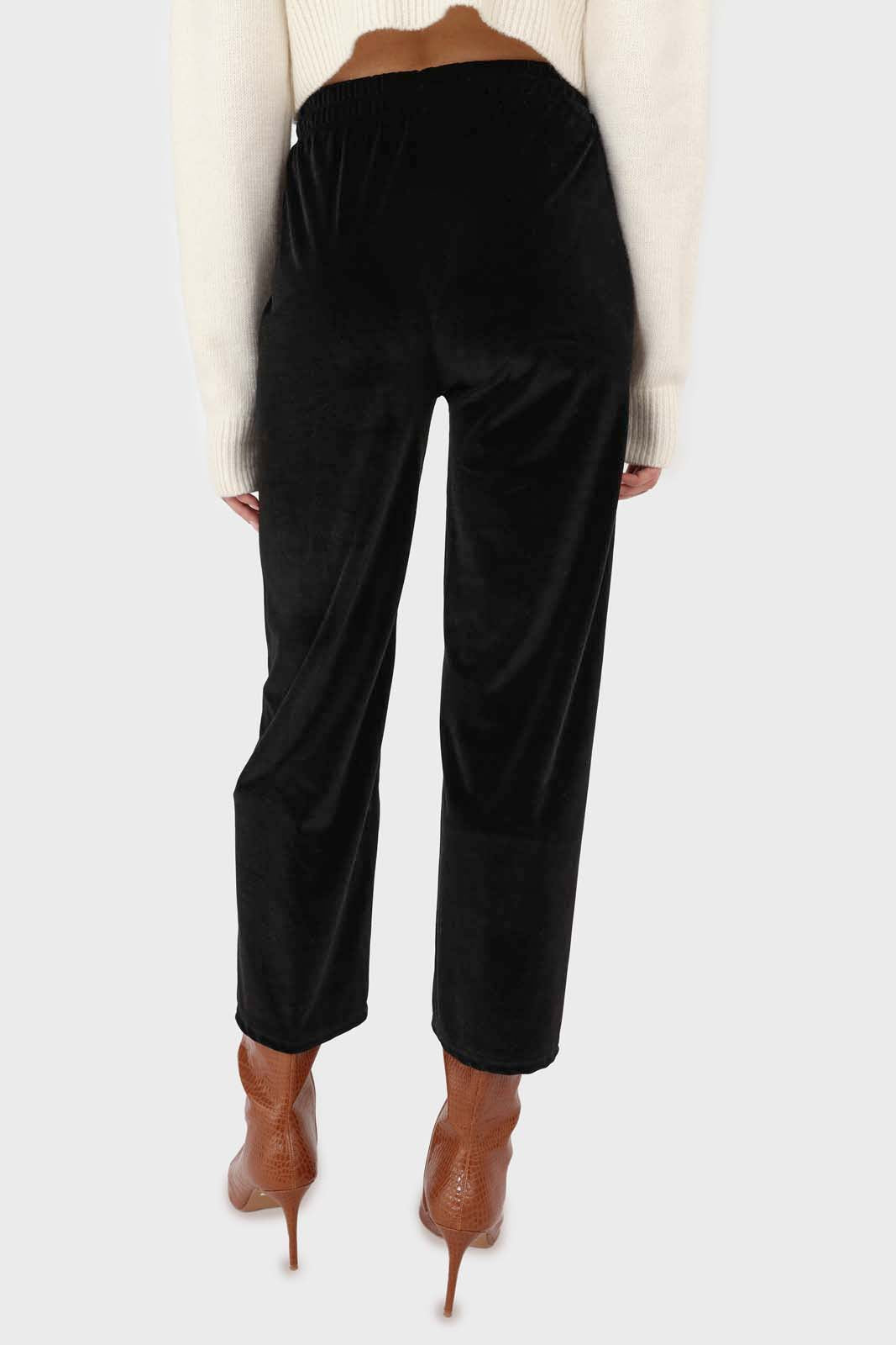 Black velvet loose fit trousers