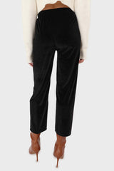 Black velvet loose fit trousers