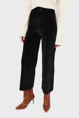 Black velvet loose fit trousers